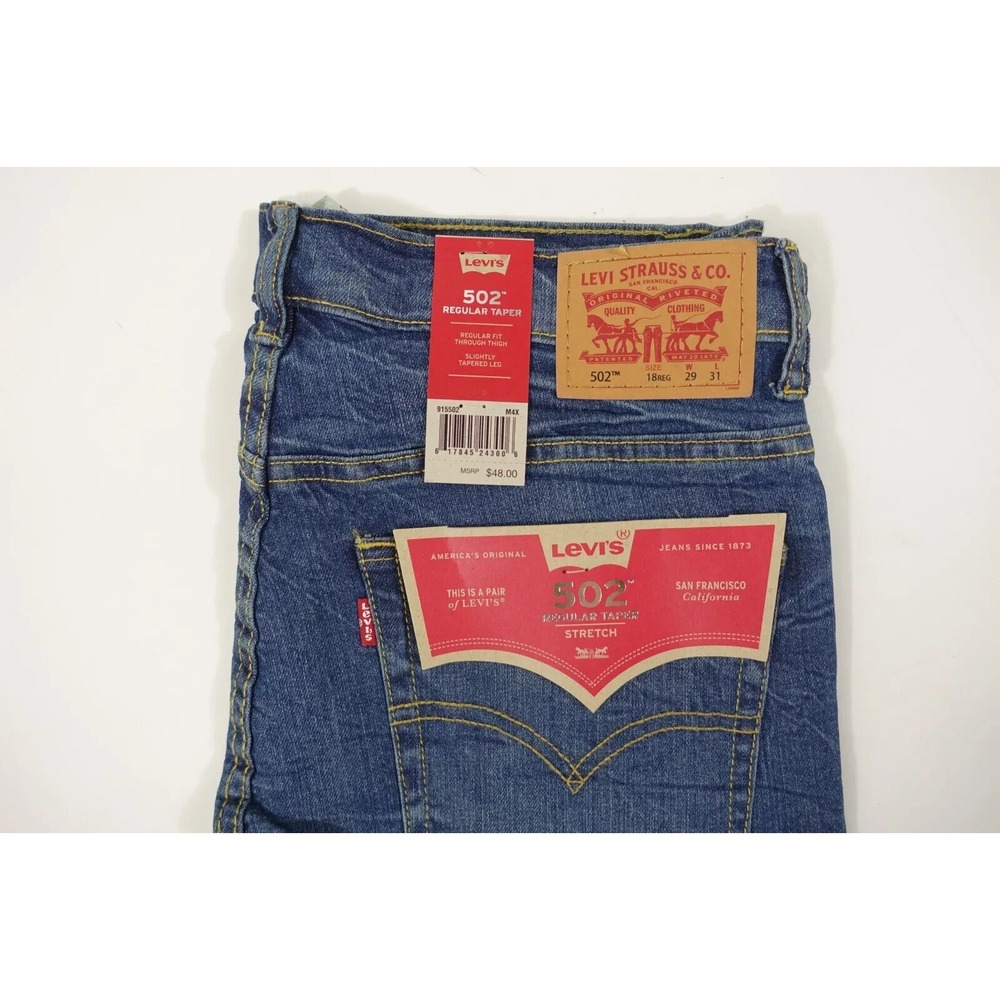 Levis 502 Jeans Boys Size 18 Regular 29x31 Regular Fit Tapered Leg Stretch - Picture 2 of 5
